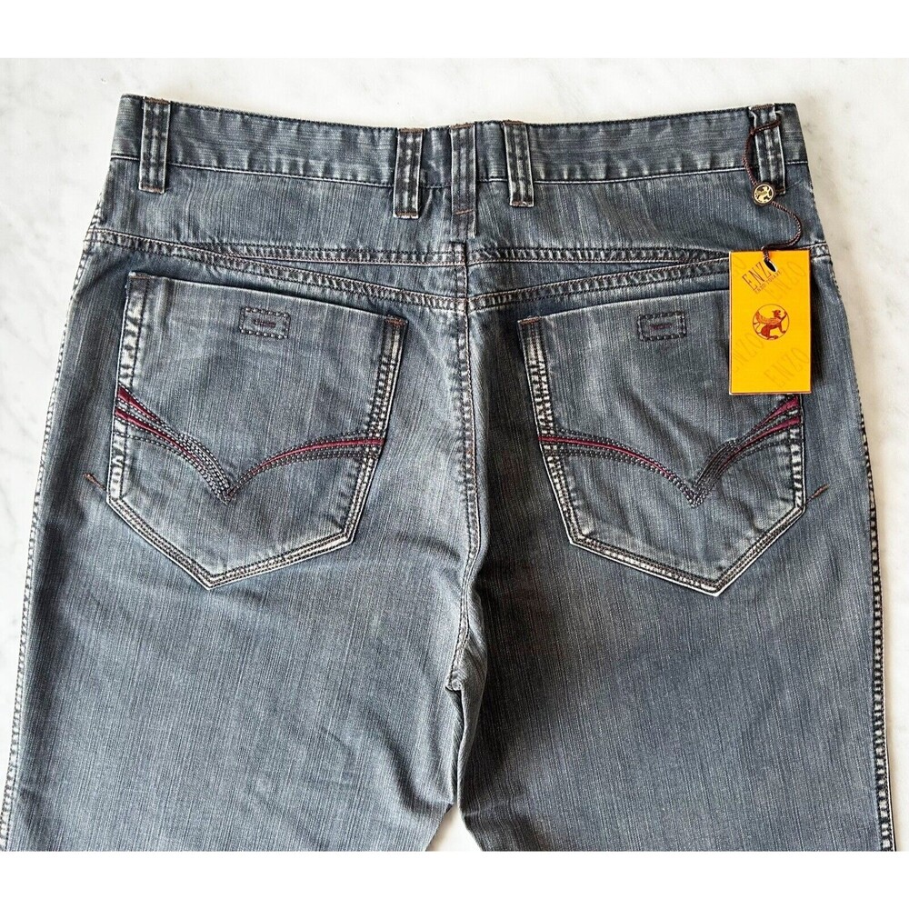 Enzo Gray Denim Jeans Men’s 34x35 100% Cotton Classic Fit Zip Darby-3